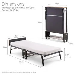 Jay-Be RM80 Rollaway Hopfllbar gstsng med Memory e-Fibre Madrass