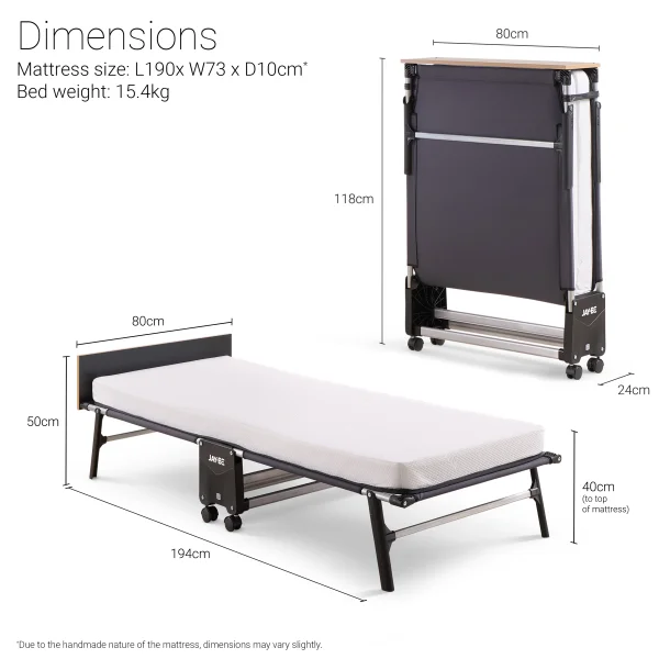 Jay-Be RM80 Rollaway Hopfllbar gstsng med Memory e-Fibre Madrass