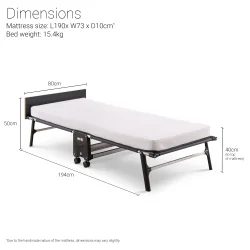 Jay-Be RM80 Rollaway Hopfllbar gstsng med Memory e-Fibre Madrass
