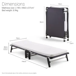 Jay-Be HE70 Hideaway Gjesteseng med e-Fibre Madrass