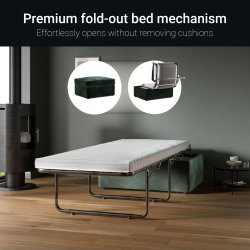 Jay-Be Sittpuff med Inbyggd Hopfllbar Gstsng - Beige - Brushed Twill