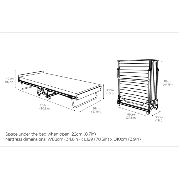 Jay-Be J-Bed Gjesteseng med Performance e-Fibre- madrass