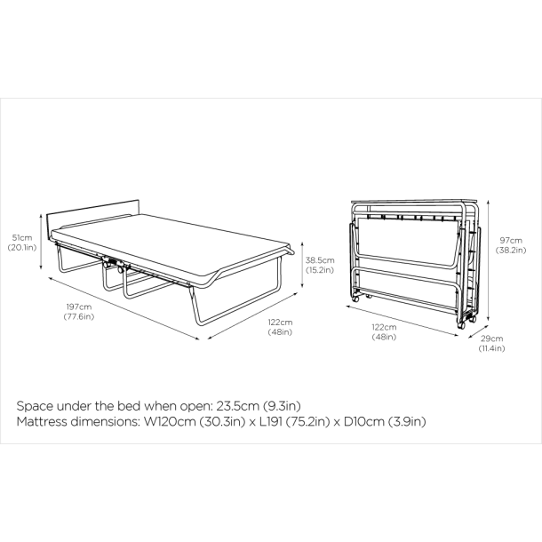 Jay-Be Supreme Gsteseng med Micro e-Pocket Madras - 120cm